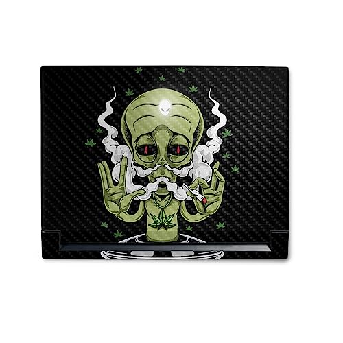 Image of MightySkins Carbon Fiber Skin Compatible With Alienware M18 R1 (2023) Full Wrap Kit - Come In Peace | Protective, Durable Textured Carbon Fiber Finish | Easy To Apply & Change Styles | Made in the USA