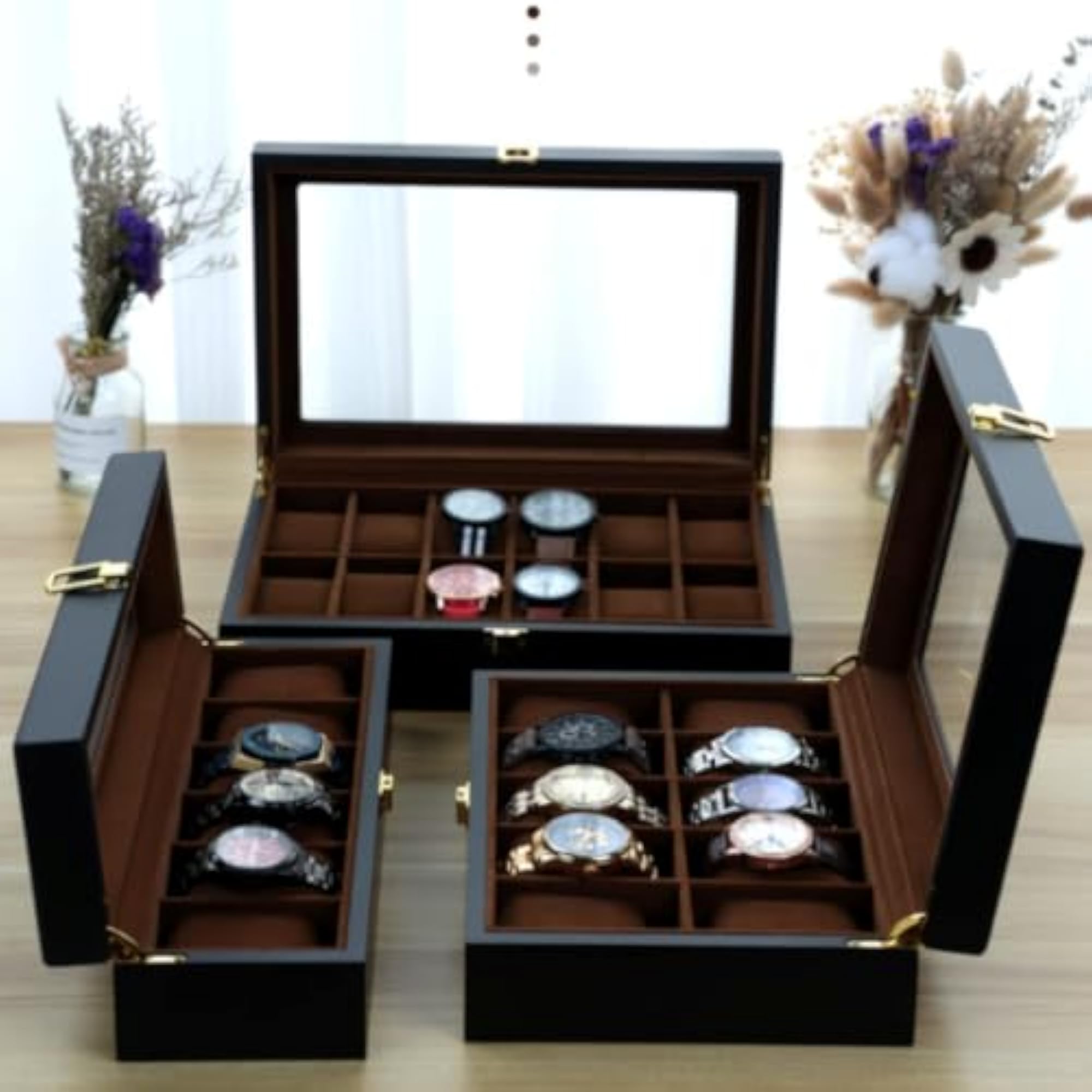 Cushioned Compartments Watch Storage Box with 10 Slots