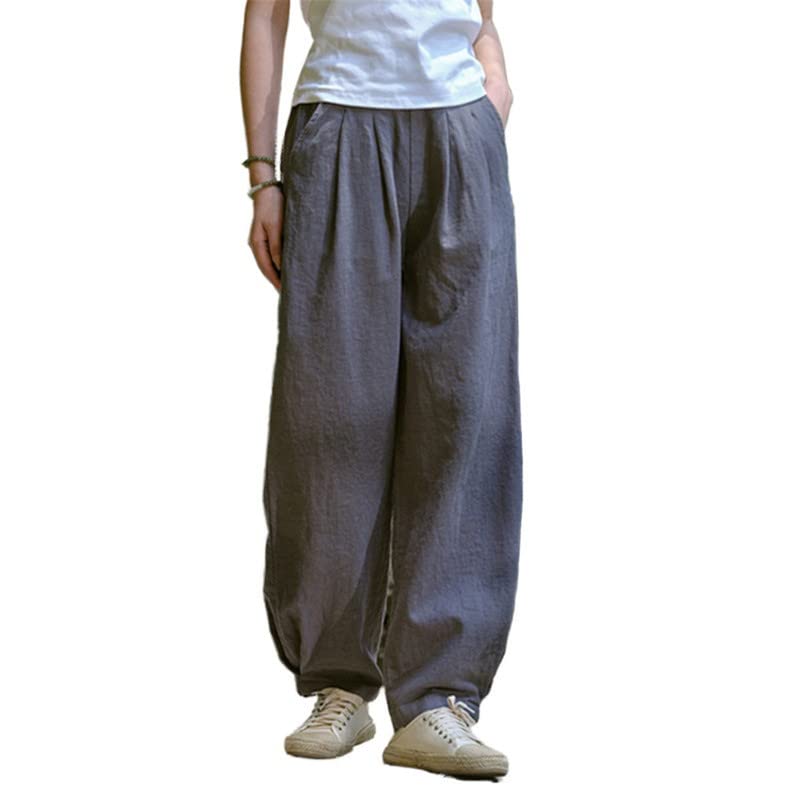 Shanghai Story Wide Leg Pants for Women Casual Elastic Waist Cotton Linen Pants Trousers Autumn