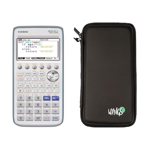 Casio Graph 90+E avec Housse de Protection WYNGS Incluse Noir - Calculatrice Graphique - Pack de Base