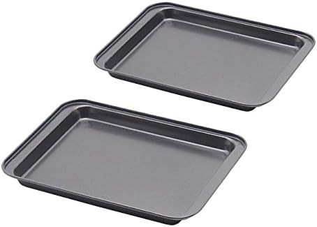 Little Small Baking Sheets Nonstick Set of 2 (9.5inch X 7.1inch) - SS&CC 8 Inch Nonstick Baking Toaster Oven Tray Cookie Sheets, 1 or 2 Person Household