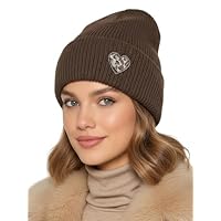Baesics Wintermütze Braun mit Leo Herz Unisex – Warme Strickmütze Beanie, Elegante und elastische Mütze für Herbst & Winter, weich gestrickt, modisch & zeitlos, One Size