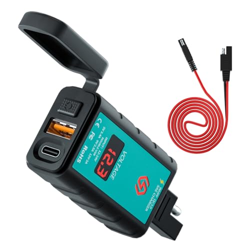 Cargador USB Tipo C con carga rápida y voltímetro digital para coche 5