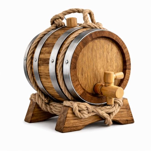 Bodega75 Oak Aging Barrel With Stand Spigot Mini Whiskey Wine Barrel For Home Aging Available In 3, 5, 10 L Old Style, 5l