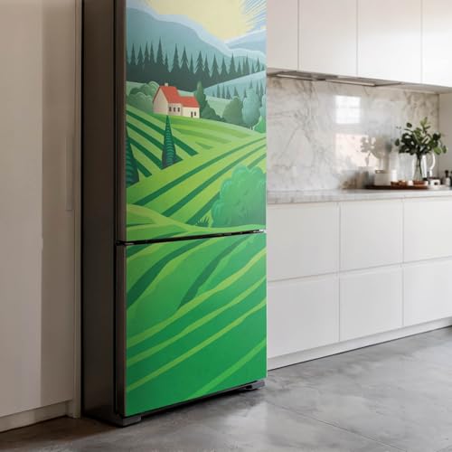 Decoración de cocina con vinilo adhesivo 70x190 cm diseño de paisaje rural soleado para nevera 4