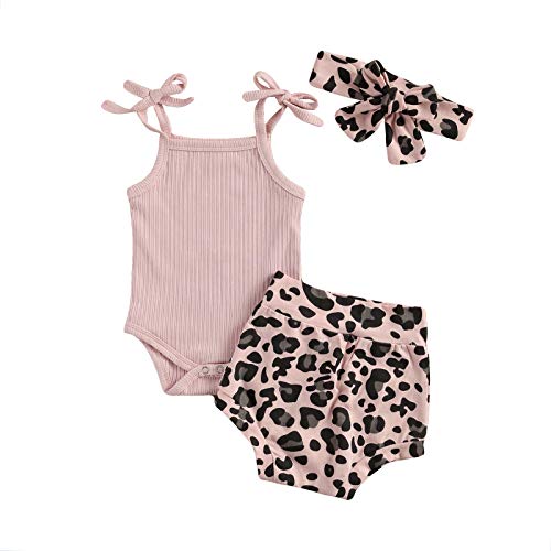 Image of Kuriozud Newborn Infant Baby Girl 2 Piece Summer Outfits Tank Romper Top + Ruffle Bloomer Shorts Set Clothes