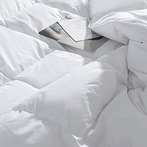 Peace Nest All Season White Down Comforter/Duvet Insert, 100% Cotton Cover, White, Full/Queen Size #TOP3