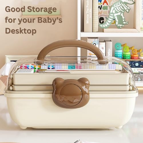 Image of KiZY Girl Kid Hair Accessories Storage Box | Hair Ties-Clips, Bow-Ribbon-Headband, Jewelry Organizer | Portable Case | Available in Multiple Design-Color. (Pack of - 1, Kid Brown)
