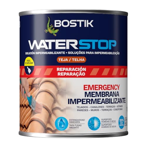 BOSTIK Waterstop Impermeabilizante de Reparación Terracota - Estanqueidad Inmediata, Superficies Húmedas o Secas, sin Imprimación, Multimaterial, Fácil de Aplicar, Interior y Exterior, Bote 1 kg