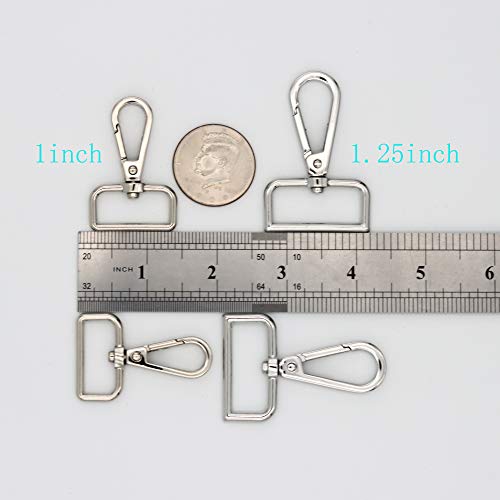 JWBIZ 15 Pcs D Ring Swivel Lobster Claw Clasp, Push Gate Snap Hooks Trigger Clips(Silver, 1 inch)
