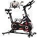 Advamsoler Exercise Bike, Spin Bike Exercise Bikes for Home Use, Indoor Cycling Bike with Curved Handlebar, Stationary Bike with LCD Display & App Connection, Comfortable Seat, 350LBS Capacity