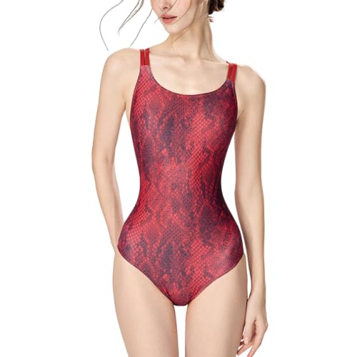 Maillot de bain une pièce femme rouge dos nu croisé à fines bretelles
