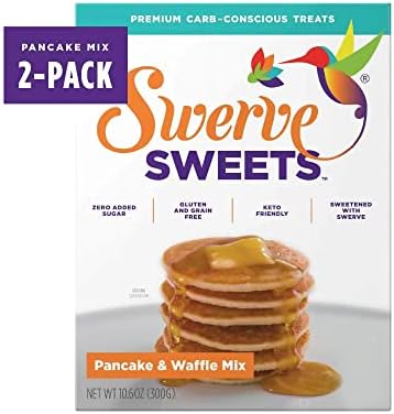 Swerve Sweets Pancake and Waffle Mix - Keto Diet Friendly, Zero Added Sugar, Low Glycemic, Gluten Free, Easy to Make, 10.6 Oz, 2 Pack
