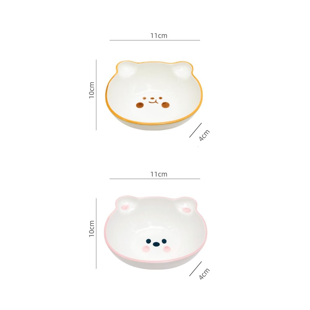 Household Cute Ceramic Bowl Soy Sauce Vinegar Cartoon Seasoning Underglaze Color Bear Dessert (Mixed)