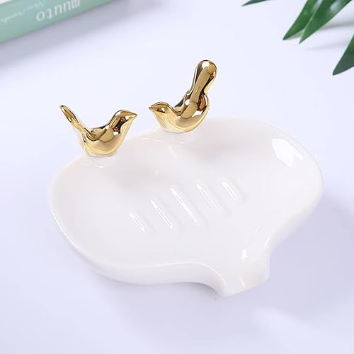 Miniatura 9 de Jabonera de cerámica, jabonera de cerámica, lindo soporte para jabón con pájaros autodrenante, barra de dibujos animados, jabonera, novedoso,