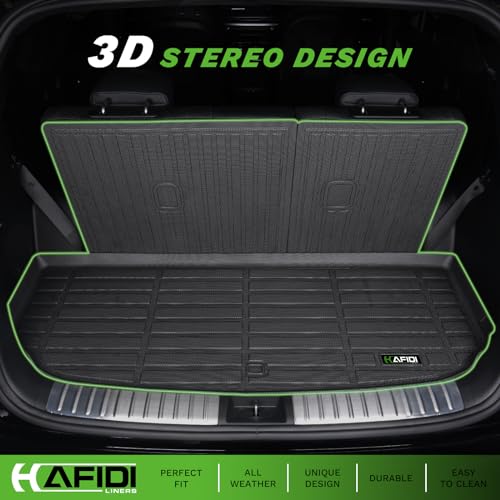 Image of HAFIDI Floor Mats & Cargo Liner & Backrest Mat for Chevy Tahoe & GMC Yukon 2015-2020 (Only for 7 Seats & Bucket Seat, Not for XL) All Weather TPE Anti-Slip Car Floor Liners Custom Accessories-Black