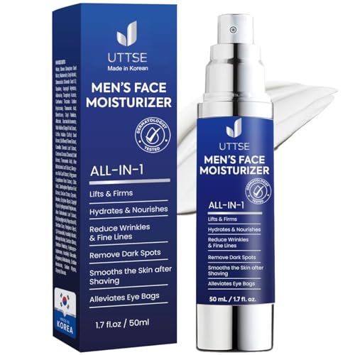 Uttse 6-in-1 Mens Face Moisturizer: Face Cream for Men - Reduce the Look of Eye Bags, Dark Circles, and Puffiness - Skin Care for Men - 1.7 fl oz