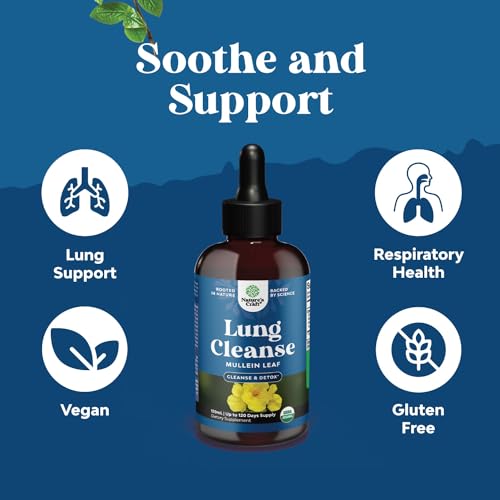 USDA Organic Mullein Drops for Lungs - Herbal Lung Detox & Cleanse with Marshmallow Root Extract & Plantain Leaf for Respiratory Lung Health - Mullein Leaf Tincture Drops Breathing Support - 2 Pack - Thumbnail 5