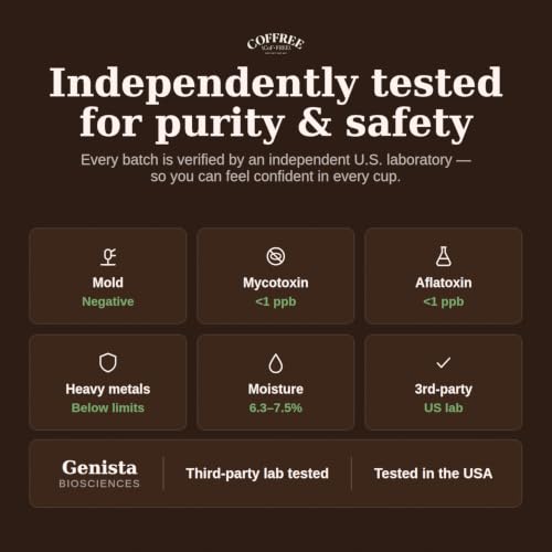 Image of COFFREE Organic Instant Coffee Packets - Mold Free, Low Acid, Single-Origin Arabica - Low Caffeine Individual Single Serve Coffee Sticks - Travel, Camping - Light Roast - 25% Caffeine - 24 Count