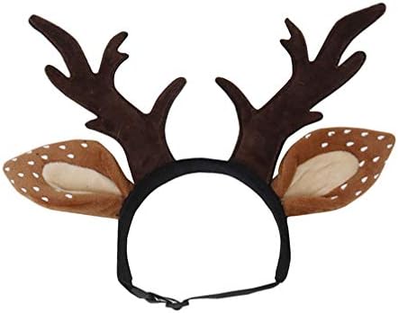 POPETPOP Dog Antlers Costume-Dog Elk Antler Reindeer Hat Cap Cat Christmas Costume Outfits Cat Headwear Small Big Dog Hat Headwear Hair Grooming Accessories-Large