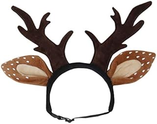 POPETPOP Dog Antlers Costume-Dog Elk Antler Reindeer Hat Cap Cat Christmas Costume Outfits Cat Headwear Small Big Dog Hat Headwear Hair Grooming Accessories-Large