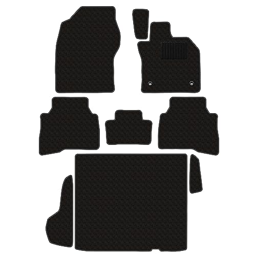 Aviles 新型 プリウス 60系 フロアマット + ラゲッジマット【16色から選択】(HV・Z/Gスペアタイヤあり車用,13:ドット × ブラック)