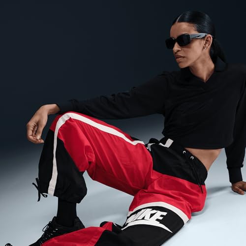 Nike Sportswear Women's Mid-Rise Loose Woven Open-Hem Pants (HJ4178-657, University Red/Black/Sail/Sail)3