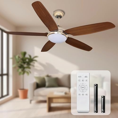 WINDBROOK 52 inch Ceiling Fan with Lights and Remote – Low Profile Indoor Fan for Living Room, Bedroom – Quiet Energy Efficient Ceiling Fans with Light, 5 Blade Fans, Outdoor Ceiling Fans