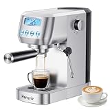 Horavie Espresso Machine 20 Bar, Compact Espresso Maker with Milk Frother, Stainless Steel Cappuccino & Latte Machine with LCD Screen, Adjustable Temperature, 44oz Water Tank for Home, Office