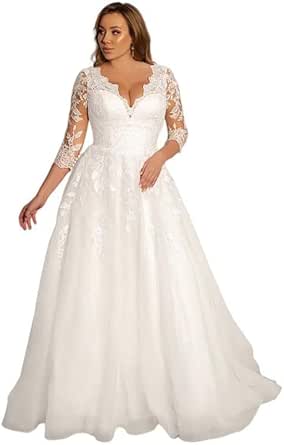 Wedding Dress Lace Bridal Dresses Long Wedding Gowns V Neck Wedding ...