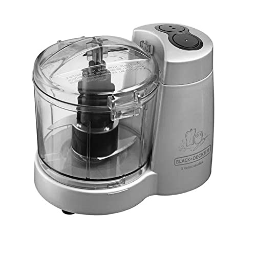 BLACK+DECKER Mini Processador de Alimentos com 2 Velocidades na Cor Prata, Tritura Alimentos em Segundos, Potência 120W, Modelo HC32P-B2, 220V