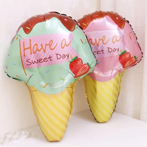 Image of ARV ZONE 5 Pcs Ice Cream Candy Foil Balloons and Rainbow Star Foil for Girls Kids Boys Birthday Baby Shower, Birthday Balloons, Donut theme birthday decorations (Icecream 9th)