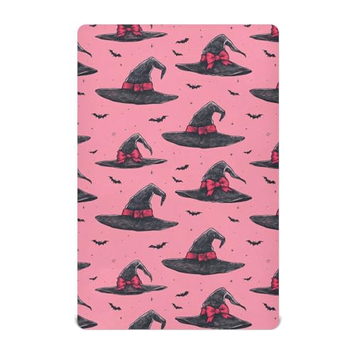 Image of Caikeny Fitted Crib Sheet for Boys Girls Hand Drawn Witch Red Bow Coquette Baby Crib Sheets Bassinet Sheets Crib Mattress Bed Sheets for Toddler Newborn Infant 27 x 39 in