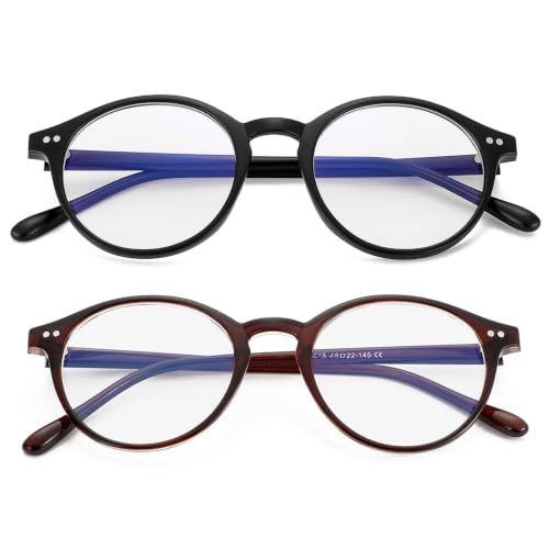 Image of Gleyemor Blue Light Glasses for Men Women, Vintage Round Frame Eyeglasses