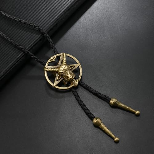 Image of Joxevyia Bolo Tie for Men Vintage Cow Skull Leather Rope Western Cowboy Necktie Vintage Bola Tie Gift for Him