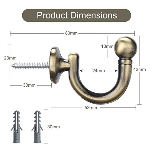 SENGLIDA Curtain Tie-Backs Hooks,Wall Mounted Tieback Tassel Holder,Curtain Holdback Window Drapery Tiebacks Clothes Coat Hat Towel Hanger Holder, Set of 2，Bronze - Thumbnail 2