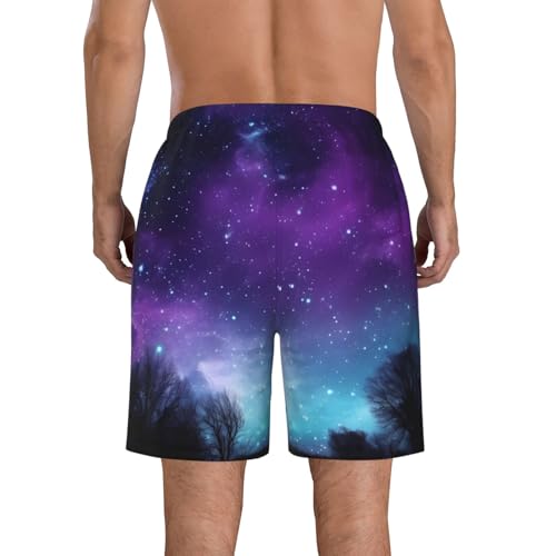 Purple Starry Sky Men's Swim Trunks Quick Dry Board Shorts with Pockets Casual Drawstring Beach Shorts3