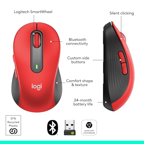 Logitech Signature M650 L Full Size Wireless Mouse Large Sized Hands - Red - image 7