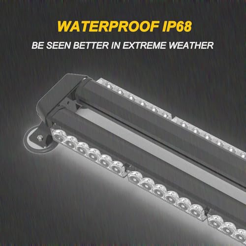 Image of 38 Inch Led Strobe Flashing Light Bar Amber White Emergency Warning Safety Lights for Trucks Construction Vehicles