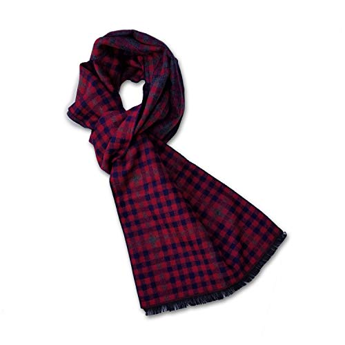 StrayKat Men's Silk Viscose Luxury Soft Reversible Scarf, Designer Box, O/S Checkered Red