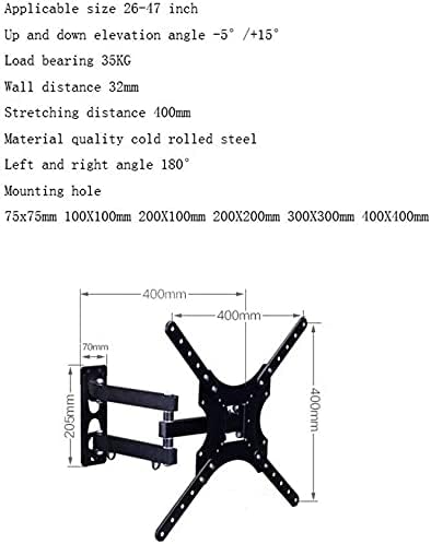 Low Profile Tilting TV Wall Mount Bracket for 26-47 Inch LED OLED Plasma TVs - Heavy Duty Max VESA 400x400mm Easy Installation Universal TV Stand Solution