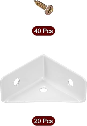 Miniatura 3 de uxcell 20 soportes de esquina angulares de 1.496 pulgadas x 1.496 pulgadas, soportes de acero laminado en frío con tornillos para borde de