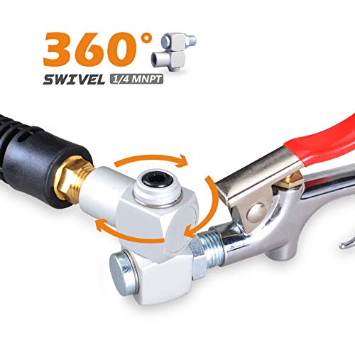 Fypower 22 Pieces Air Compressor Accessories Kit, 3/8 Inch X 25 Ft Hybrid Air Compressor Hose Kit, 1/4" Npt Quick Connect Air Fittings, Tire Inflator Gauge, Heavy Duty Blow Gun, Swivel Plugs #TOP4