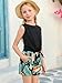 Haloumoning Girl's 2 Piece Outfits Kids Tie Knot Tank Top and Paperbag Waist Pocketed Summer Short Sets 5-14 Years