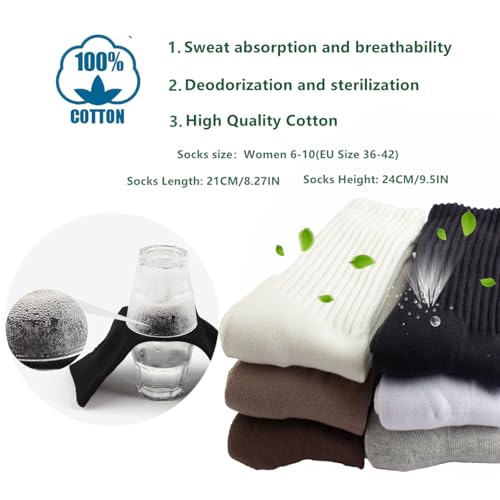 Women's Slouch Crew Socks Retro Solid Cotton Boot Calf Socks Chunky Ribbed Cozy Scrunch Socks Size 5-114