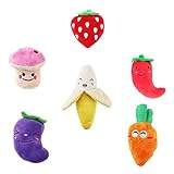 Juguetes para perros pequeños, frutas y verduras, juguetes de peluche para cachorros (un paquete de 6)