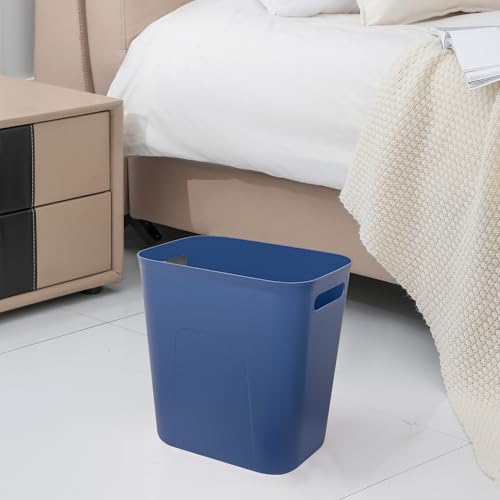 Image of UUJOLY Plastic Small Bathroom Trash Can Wastebasket, 3.5 Gallon, Blue | Compact Sturdy Garbage Can for Bathroom, Laundry Room, Kitchen, Office, Kids Room, Dorm, Durable, Easy to Clean