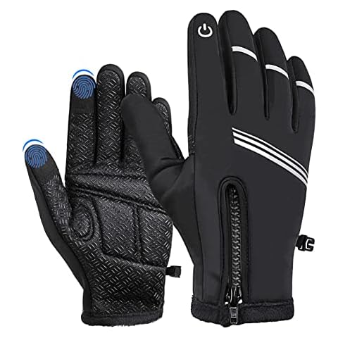 NuCamper Cycling Gloves Thermal Winter Warm Liner Windproof Bike Glove Heated Non-slip Touch Screen Cycle Gloves for Men Women Climbing Smartphone Driving Running Outdoor Sport Cover
