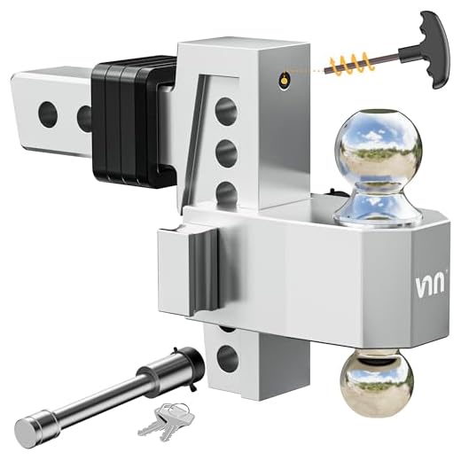 VNN Adjustable Trailer Hitch, Tri-Ball (1-7/8", 2", 2-5/16"), Fits 2-Inch Receiver, 6 Inch Cushion Drop Hitch,15000 LBS GTW-Drop Hitch for Heavy Duty Truck, Solid Ball Mount