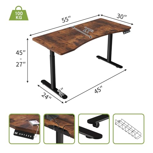 Mesa com regulagem de altura com motor duplo mesa escritorio e 3 botões de memória Mesa Escrivaninha